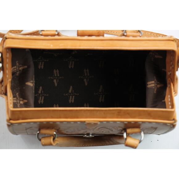 Satchel Saddle Style Hand Tooled Boho Western Cowgirl Chic Leather Purse Bag - Picture 16 of 16